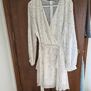 Elegant Cream Wrap Dress